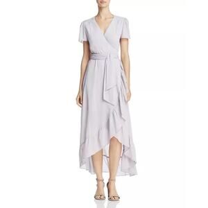 WAYF Small White Wrap Sheer Ruffle High-Low Dress Feminine Ethereal Soft Girl